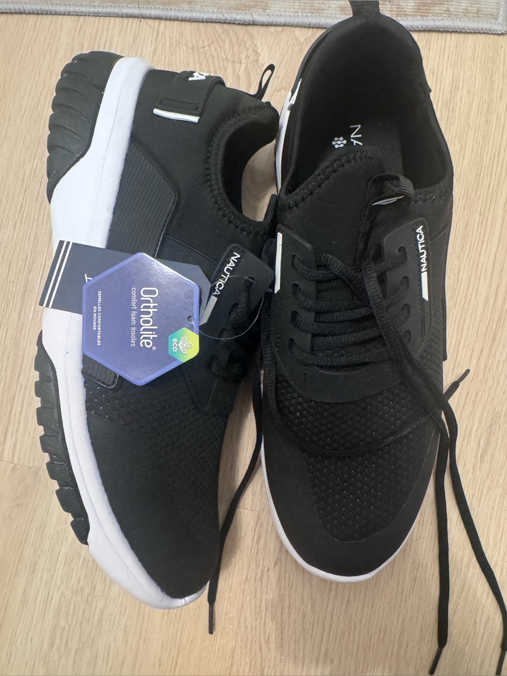 Nautica Ortholite Men's Knit Sneaker Black And White  Shoes SIZE 13 NEW sport